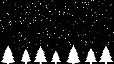 Christmas snowfall and trees background (black and white, seamless loop) Stock Footage 162399490