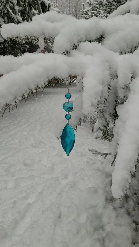 Christmas. snowfall in the forest in winter. vertical video Video stock 296723972