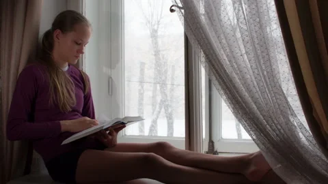 Christmas Snowfall Outside the Window HD Stock Footage 144924782
