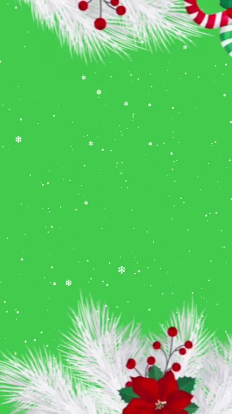 Christmas Snowfall Pine Branches Green Screen Vertical Background Stock Footage 344759732