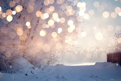 Christmas snowfall with sunlight Foto stock
