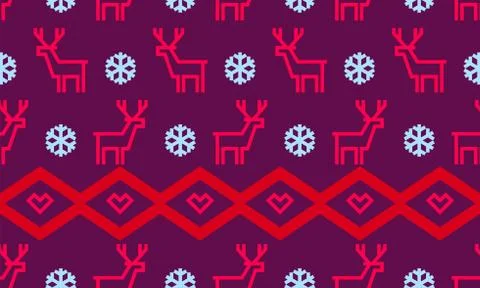 Christmas snowflake and deer pattern background for winter holiday New Year g Stock Illustration