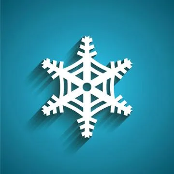 Christmas Snowflake in blue background. 3D paper style Stock Illustration