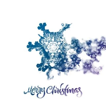 Christmas snowflake with double exposure effect adding falling snow Stock Illustration