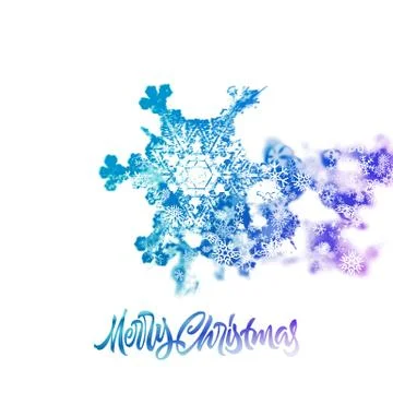 Christmas snowflake with double exposure effect adding falling snow Illustrazione stock