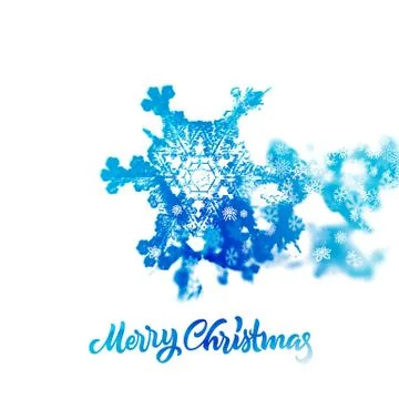 Christmas snowflake with double exposure effect adding falling snow Stock Illustration