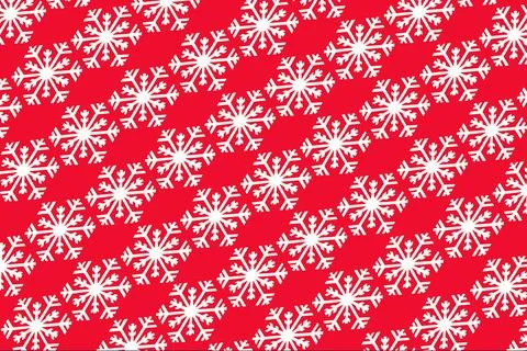 Christmas Snowflake Festive Repeat Pattern on Red Background Stock Illustration