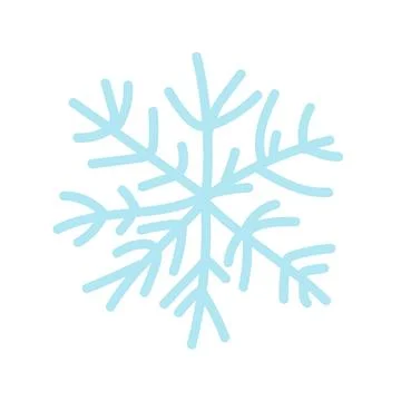 Christmas snowflake in flat design. Blue winter crystal, ice ornament. Vector Stock Illustration