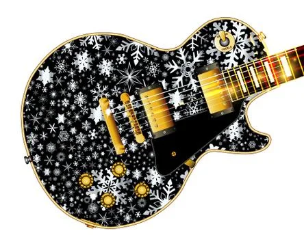Christmas Snowflake Guitar 库存插图