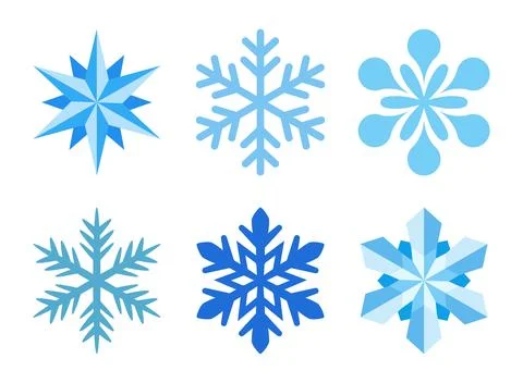 Christmas snowflake icon set collection in flat style. Snowfall vector illu.. Stock Illustration