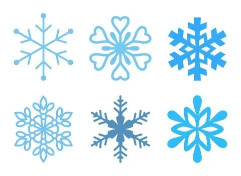 Christmas snowflake icon set collection in flat style. Snowfall vector illu.. Stock Illustration