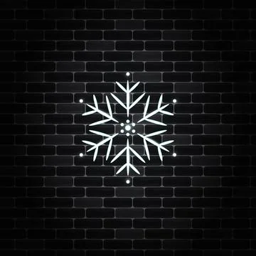 Christmas snowflake with neon effect. Stock Illustration