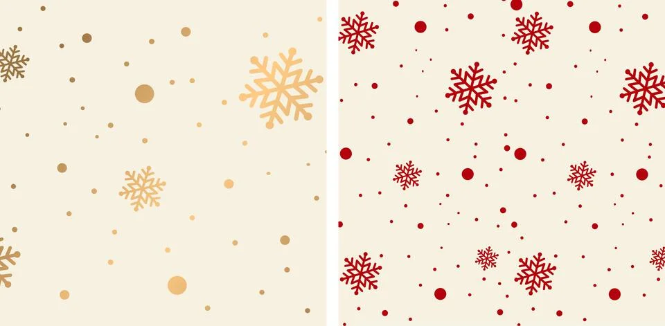 Christmas Snowflake Pattern In Red And Gold Color Stock Illustration