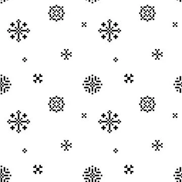 Christmas snowflake seamless pattern. Black snowflakes on white background. Stock Illustration
