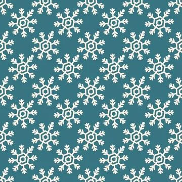 Christmas Snowflake Seamless Pattern on Blue Background Illustrazione stock