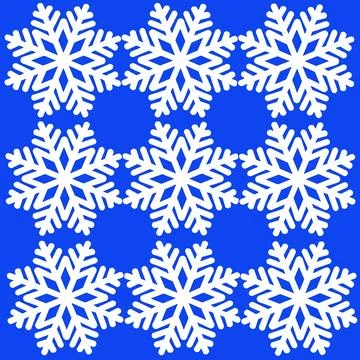 Christmas Snowflake Seamless Repeat Pattern on Blue Stock Illustration