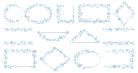 Christmas snowflakes borders and frames. Create snowflake framework, xmas cards Stock Illustration