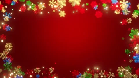 Christmas snowflakes coloured theme frame with lights . Stock Footage 223386824