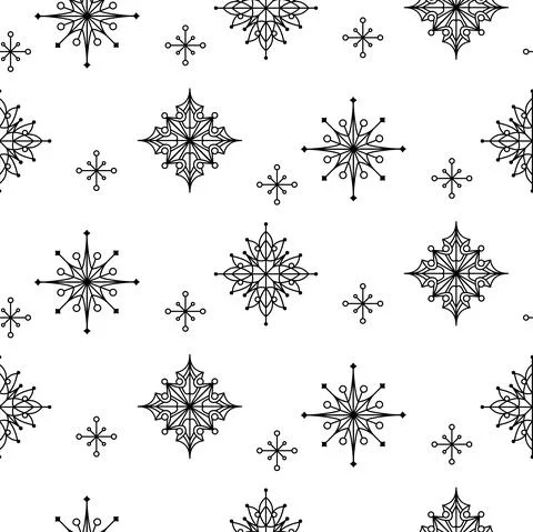 Christmas snowflakes mandala seamless pattern design black and white background Stock Illustration