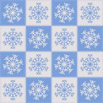 Christmas Snowflakes Patchwork Seamless Pattern Stock Illustration