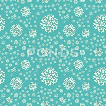 Red Seamless Snowflakes Pattern. Vector Snow Background. Christmas