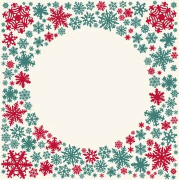 Christmas snowflakes vector card (circle space for text) Stock Illustration