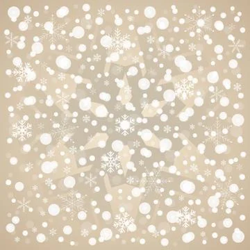 Christmas snowflakes vector pattern, brown and white classic background イラスト素材