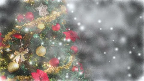 Christmas snowing , tree decorated window Stock Footage 143119154