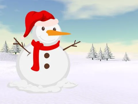 Christmas snowman - 3D render Stock Illustration