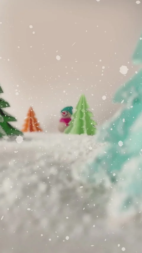 Christmas Snowman 4K UHD Vertical Video Background with Falling Snow for Wi.. Stock Footage 344838456