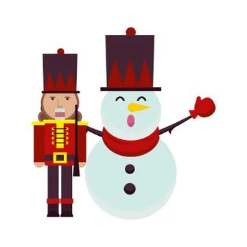 Christmas snowman and nutcracker characters 스톡 일러스트