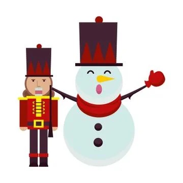 Christmas snowman and nutcracker characters 스톡 일러스트