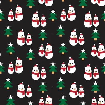 Christmas Snowman seamless pattern background Stock Illustration