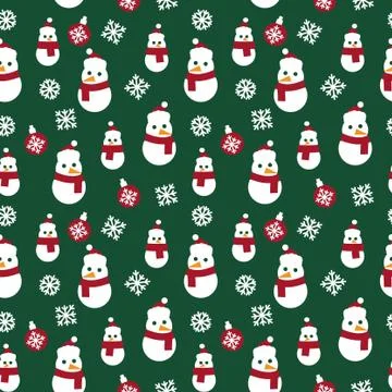 Christmas Snowman seamless pattern background Stock Illustration
