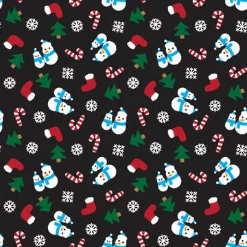 Christmas Snowman seamless pattern background Illustrazione stock