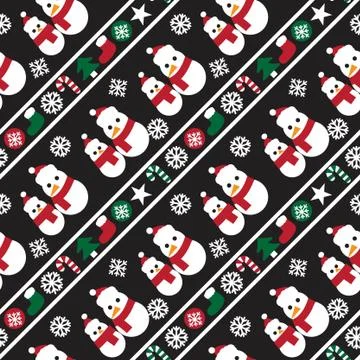 Christmas Snowman seamless pattern background イラスト素材