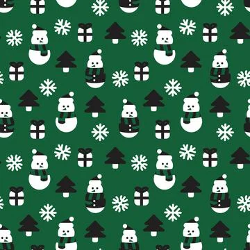 Christmas Snowman seamless pattern design 스톡 일러스트