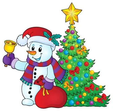 Christmas snowman topic image Stock Illustration