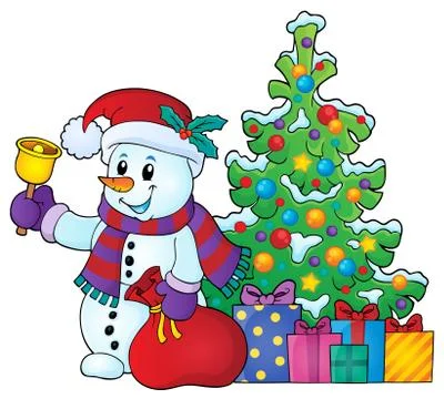Christmas snowman topic image Stock Illustration