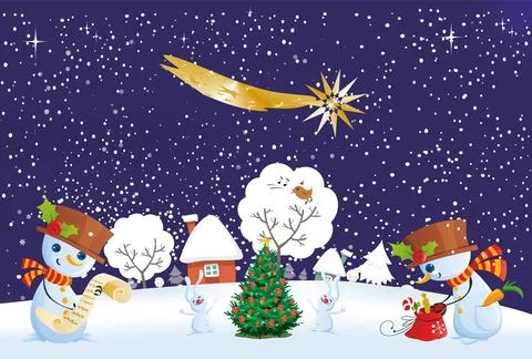 Christmas snowmen, Stock Illustration