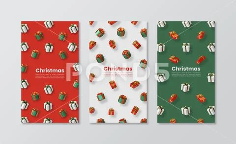 Christmas social media story template with Gift 3D Rendering Illustration PSD Template