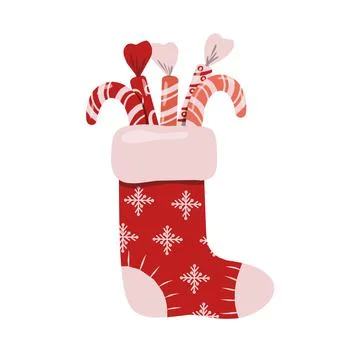 Christmas sock with candy. Vector Stock Illustration