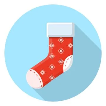Christmas sock  flat icon, eps 10 Illustrazione stock