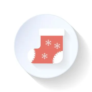 Christmas sock flat icon Stock Illustration