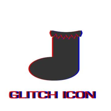 Christmas sock icon flat. Stock Illustration