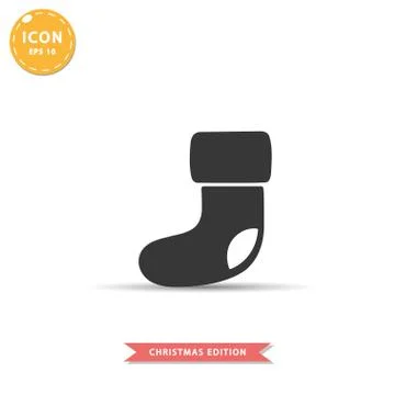 Christmas sock icon simple flat style vector illustration. Stock Illustration
