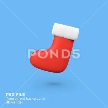 Christmas sock isolated 3d render icon illustration PSD Template