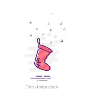 Christmas sock in mbe style illustration. Vector flat Christmas and New Year 스톡 일러스트