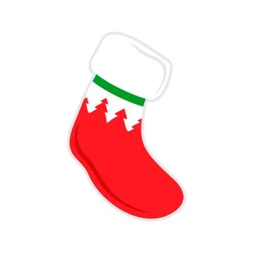 Christmas Sock Pine Trees Vector Illustration イラスト素材