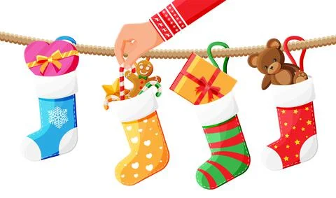 Christmas sock stocking Illustrazione stock